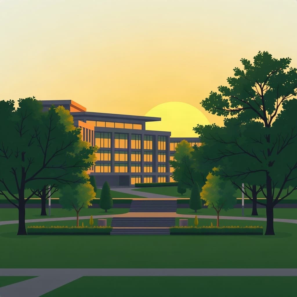 University campus at sunrise, illustrating the ENUC NAAS Convention 2027 theme "Made for More"